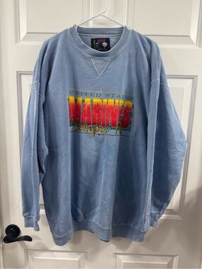 Soffe Light Blue US Marines Crewneck Sweatshirt with Gradient Graphic